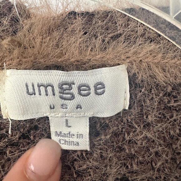 Umgee Cardigan Womens L leopard animal print long duster pockets eyelash mobwife - Picture 3 of 4